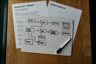 Workflow diagram, product brief, and user goals are shown.